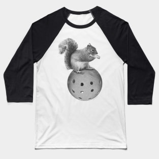 Squirrel on a Pickleball Baseball T-Shirt